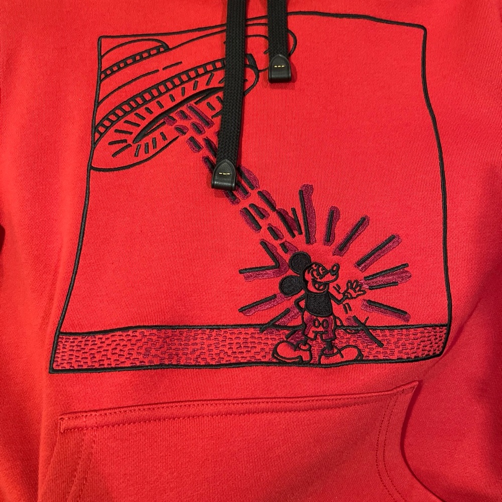 Coach x Mickey Mouse x Keith Haring UFO Disney red hoodie sweatshirt small - Picture 3 of 7